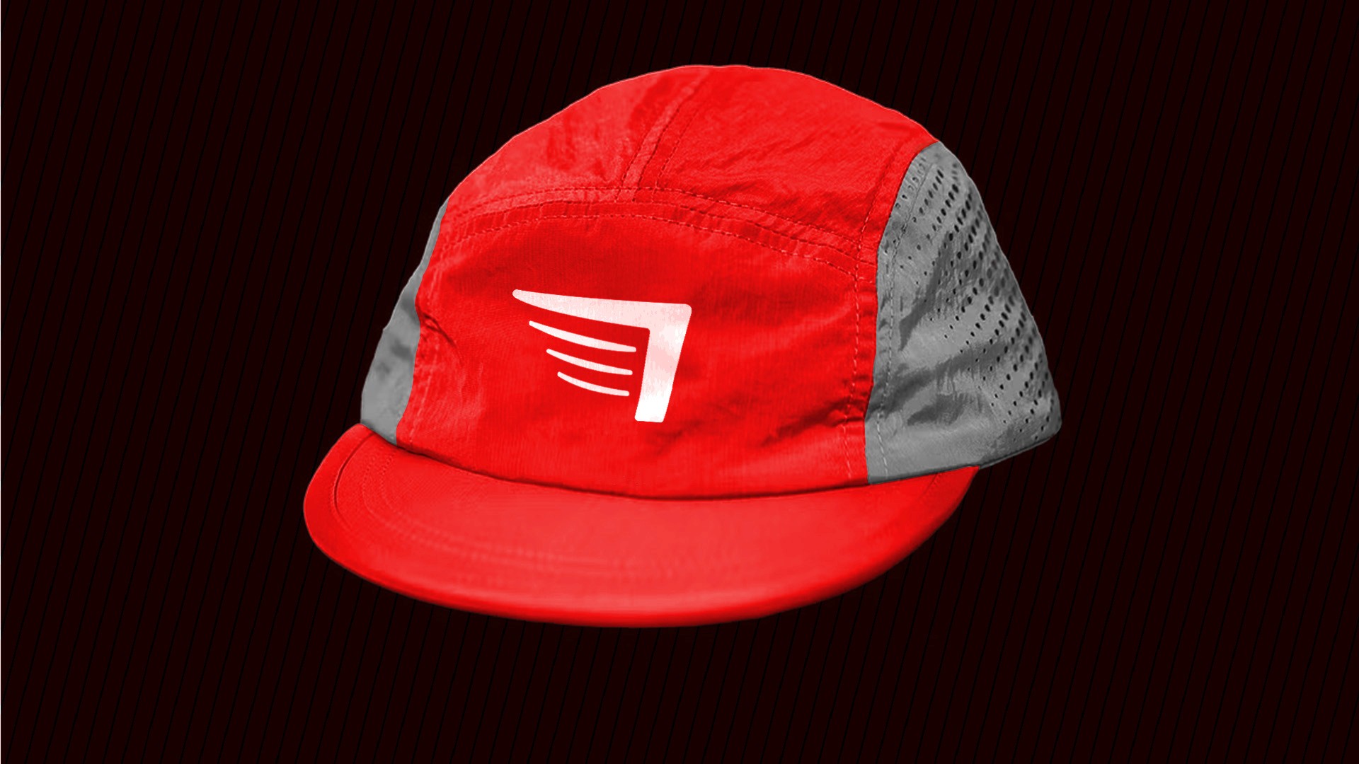 Nest Run Club branded running hat in the university's red and white